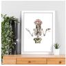 Nacnic Póster Skeleton Girl com Vinho e Flores. Cartazes com Imagens de Compartilhamento.