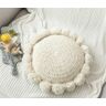 Jeiibrzui Almofada Boho Redonda Com Pompons Almofada De Macramê Almofada De Chão De Tecido Almofada Redonda Banqueta Almofada De Assento De Sofá