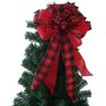 Elkuaie Árvore de Natal Topper Arco Vermelho Streamer Malha Streamer para Enfeites de Natal Decoração de Grinalda (Preto E Vermelho)