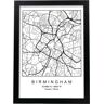 Nacnic Póster Mapa Do Estilo Nórdico da Cidade de Birmingham em Preto e Branco