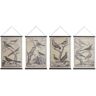 Dkd Home Decor Tela Pássaros (4 Pcs) (60 X 2 X 90 Cm)