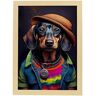 Nacnic Dachshund Folha Confiante No Estilo De Fotografia Em Cores Curiosas Ilustrações Realistas De Animais Com Roupas Humanas A3 Madeira De Madeira