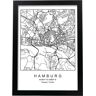 Nacnic Póster Mapa Do Estilo Nórdico da Cidade de Hamburgo em Preto e Branco