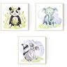 Nacnic Conjunto De 3 Linhas Para Enquadrar Elefante Panda E Urso Antigo Cartazes Para Sala De Infância Aquarelamoldura De Madeira Clara