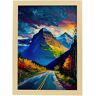 Nacnic Sunset Sun Road No Estilo De Pintura A Óleo Ilustrações De Monumentos E Cidades Em Estilo Fotográfico Em Cores A4 Wood Marcos