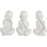 Dkd Home Decor Figura Decorativa Acabamento Envelhecido Branco Monge Oriental Magnésio 24x22x39 cm 3 Unidades