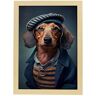 Nacnic Dachshund Folha Confiante No Estilo De Fotografia Em Cores Ilustrações Engraçadas Realistas De Animais Com Roupas Humanas A3 Madeira De Madeira