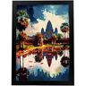 Nacnic Nação De Angkor Wat Poster Em Estilo De Tinta A Óleo Ilustrações De Monumentos E Cidades Em Estilo Fotográfico Em Cores A3 Black Frames