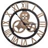 Jeiibrzui Relógio De Parede Silencioso De Madeira Estilo Industrial 50Cm Golden Roman Wanduhr – Vintage Wanduhr Retro Europäische Künst