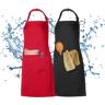 S/marca 2 Peças Avental Avental À Prova D'Água Avental de Cozinha Masculino Preto Vermelho Avental de Cozinha com 2 Bolsos Avental Mulher Homem Bib Avental