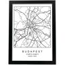 Nacnic Póster O Mapa Do Mapa da Cidade de Budapeste em Preto e Branco