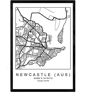 Nacnic Póster Mapa Newcastle (aus) (A3)