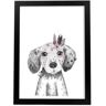 Nacnic Póster Draft de Infantil com Flores e Feathers Poster Animais Infantiles Black Frame Frame Branco Branco Clear Wood Sem Quadro