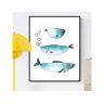 Nacnic Perda Para Enquadrar Três Peixes. Pesces Image Poster Para Os Amantes Do Mundo Marinho. Pôster De Tons Azuis. Sem Quadro