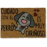 Koko Doormats Tapete de Entrada Cuidado con el Perro (Castanho - 60 x 40 x 1,50 cm - Fibra de Coco e PVC)
