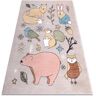 Dywany Luszczow Tapete Fun Forester Para Crianças, Animais, Floresta Bege (200 x 290 cm)