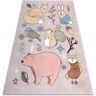 Dywany Luszczow Tapete Fun Forester Para Crianças, Animais, Floresta Bege (120 x 170 cm)