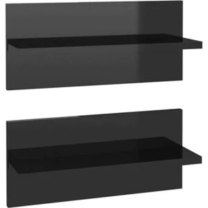 Vidaxl Estantes de parede 2 pcs 40x11,5x18 cm preto brilhante