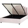 Beliani Cama de casal Vincennes de Veludo Rosa 147x214x125