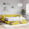 Clic N Buy Sofá-Cama com Gavetão e Gavetas 90X200 Cm Veludo Amarelo