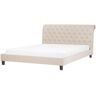 Beliani Cama de casal Reims de Poliéster Creme 193x230x118