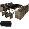 Tectake Conjunto de Rattan Palma Composto Por 8+4+1