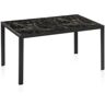 Duehome Mesa de Refeição Lacey (Preto - Vidro e Metal - 80 x 75 cm)