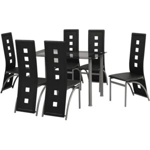 vidaXL Conjunto jantar, 7 pcs, preto