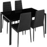 Tectake Conjunto de Mesa e 4 Cadeira de Jantar Berlim