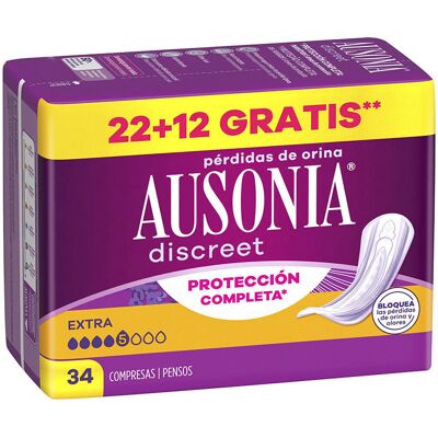 Ausonia - Discreet - 22 unidades - absorventes para incontinência Ausonia - Discreet - 22 unidades - absorventes para incontinência