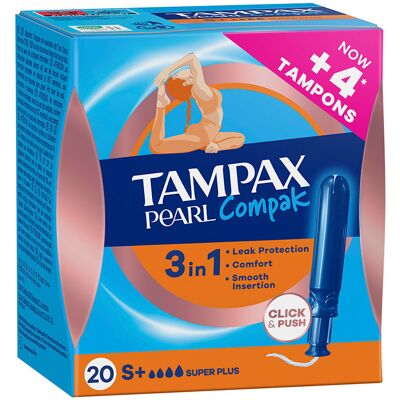 Tampão Tampax Pearl Compak super plus 20 unidades Tampão Tampax Pearl Compak super plus 20 unidades