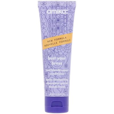 Amika Bust Your Brass condicionador reparador para cabelos loiros 60 ml Amika Bust Your Brass condicionador reparador para cabelos loiros 60 ml