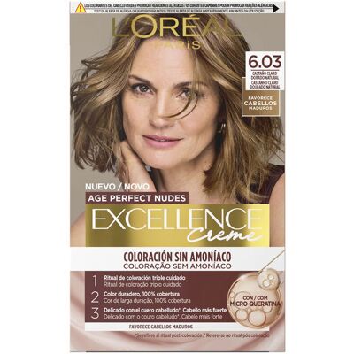 L'Oréal París Excellence Creme coloração capilar sem amônia com microqueratina #6.03 - Castanho Claro 1 unidade L'Oréal París Excellence Creme coloração capilar sem amônia com microqueratina #6.03 - Castanho Claro 1 unidade