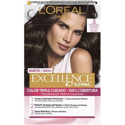L'Oréal París Excellence Creme tinte #3 castaño oscuro L'Oréal París Excellence Creme tinte #3 castaño oscuro