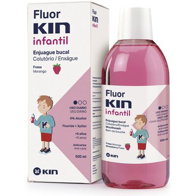 Enxaguante bucal infantil Kin Fluorkin - morango - 500 ml Enxaguante bucal infantil Kin Fluorkin - morango - 500 ml