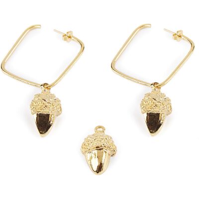 Shabama Brincos Bolota Quadrada #brilhante ouro 1 unidade Shabama Brincos Bolota Quadrada #brilhante ouro 1 unidade