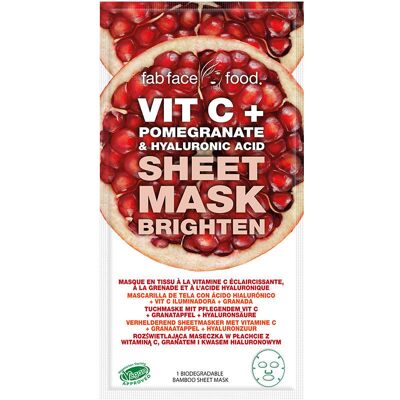 7th Heaven Fab Face Food Vit C + Pomegranate & Hyaluronic Acid mascarilla de tela 1 u 7th Heaven Fab Face Food Vit C + Pomegranate & Hyaluronic Acid mascarilla de tela 1 u