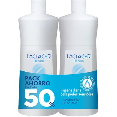 Gel de banho Lactacyd Derma - Pele sensível - 2 x 1 L Gel de banho Lactacyd Derma - Pele sensível - 2 x 1 L