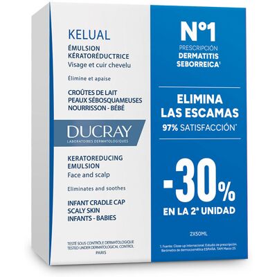 Ducray Emulsão queratorredutora Kelual para crosta láctea, embalagem com 2 x 50 ml Ducray Emulsão queratorredutora Kelual para crosta láctea, embalagem com 2 x 50 ml