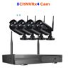Hiseeu Kit CCTV câmaras pretas WiFi videovigilância 8CH 4 câmaras 1080p