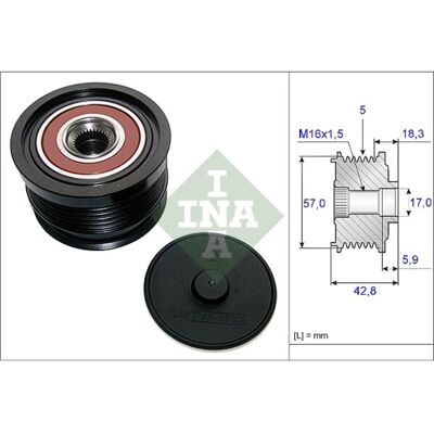 Schaeffler Ina Polia do alternador de avanço INA 535 0191 10 Schaeffler Ina Polia do alternador de avanço INA 535 0191 10