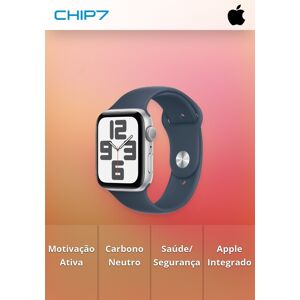 Apple Watch SE (2023) GPS 44mm Alumínio Prateado c/ Bracelete Desportiva Azul Trovoada - Medium/Large