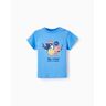 ZY BABY T-shirt de Algodão com Estampado para Bebé Menino 'Sel-Fish', Azul