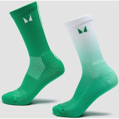 MyProtein Meias de corrida MP (pack de 2) - Verde Zesty Ombré / Riscas Verde Lima Claro - UK 6-8 MyProtein Meias de corrida MP (pack de 2) - Verde Zesty Ombré / Riscas Verde Lima Claro - UK 6-8