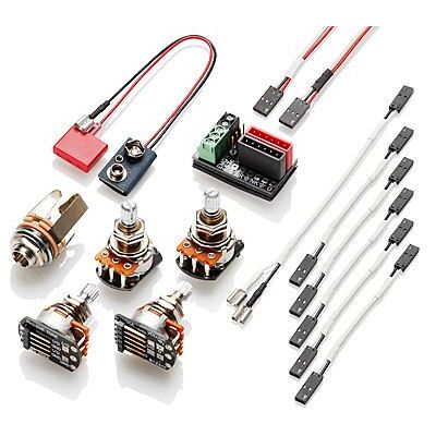 Kit de conversão EMG p/1 ou 2 pickups (4 pots + jack stereo + fichas quick connect) Kit de conversão EMG p/1 ou 2 pickups (4 pots + jack stereo + fichas quick connect)