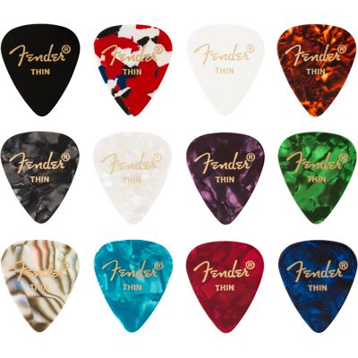 Fender 351 Shape Celluloid Medley Thin 12 Pack Fender 351 Shape Celluloid Medley Thin 12 Pack