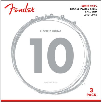 Fender Super 250R NPS Ball End Strings (.010-.046 Gauges) 3-Pack Fender Super 250R NPS Ball End Strings (.010-.046 Gauges) 3-Pack