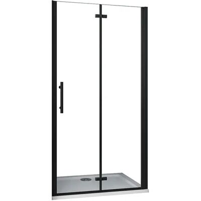 Porta de duche dois folhas rebatíveis Vidro temperado Easyclean de 5mm com perfil preto mate Tamanho:(786-816)x1900mm-AICA Porta de duche dois folhas rebatíveis Vidro temperado Easyclean de 5mm com perfil preto mate Tamanho:(786-816)x1900mm-AICA