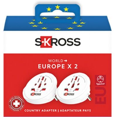 Skross Adaptador de Tomada Mundo para Europa - Branco - 2 Unidades Skross Adaptador de Tomada Mundo para Europa - Branco - 2 Unidades