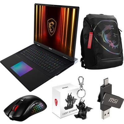 Computador Portátil Gaming MSI Titan 18 HX AI A2XWJG-274PT 18" GeForce RTX™ 5090 Ultra 9 285HX 64GB 2TB SSD + Rato + Mochila + Pen + Porta-Chaves Computador Portátil Gaming MSI Titan 18 HX AI A2XWJG-274PT 18" GeForce RTX™ 5090 Ultra 9 285HX 64GB 2TB SSD + Rato + Mochila + Pen + Porta-Chaves